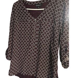 Fortune and Ivy Women's Geometric Maroon Blouse